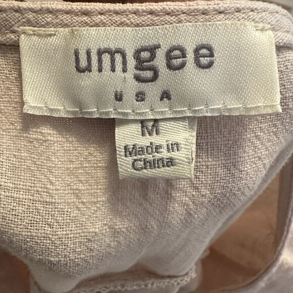 UMGEE Women M Dress Cotton Sleeveless Shift Pockets Biege Lagenlook Boho Lagum - Picture 5 of 8